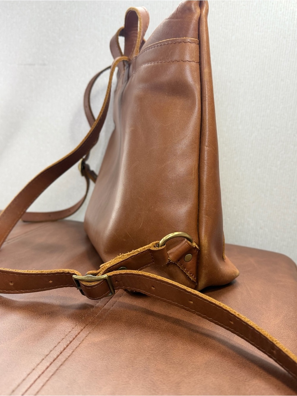 Portland Leather Goods Brown Full Grain Leather Backpack Purse Made in Mexico